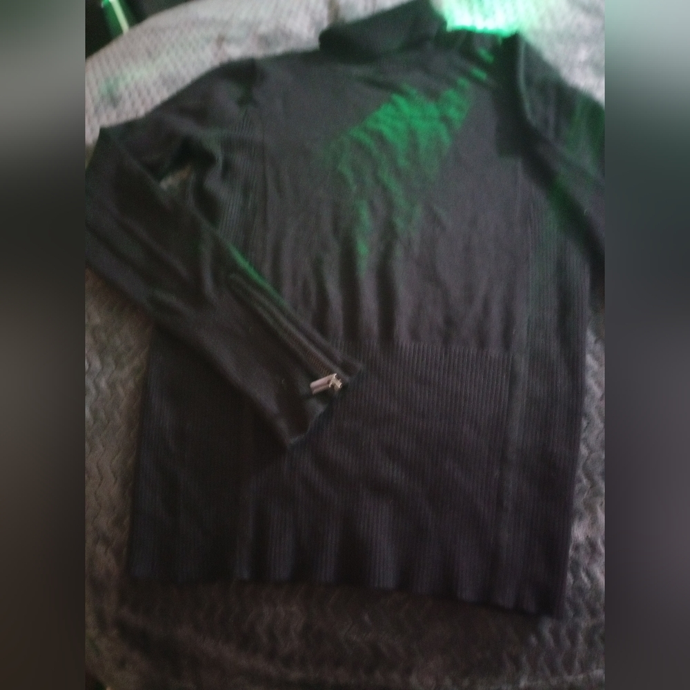 philosophy republic clothing turtle neck sweater zipper sleeves black medium